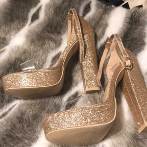 Gold sparkly heels